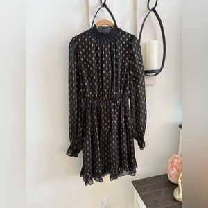 OPT Black and Gold Polka Dot Dress